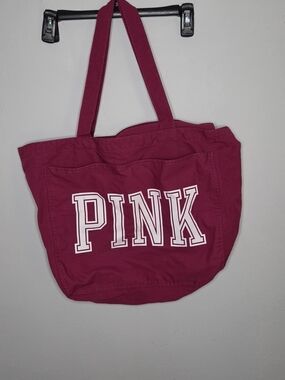 PINK Victoria's Secret Canvas Tote Bag in Berry - PINK Victoria's Secret Brand